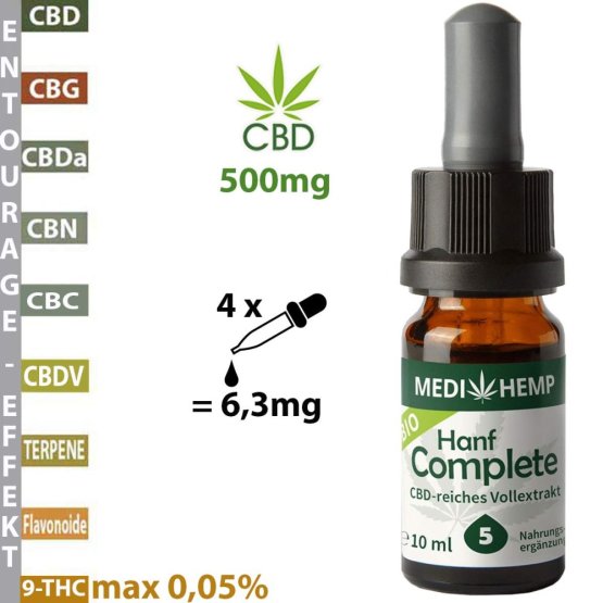 Medihemp CBD Oil 5% 10-30ml full spectrum - Bio Hanf Complete - 500 - 1500mg RAW CBD